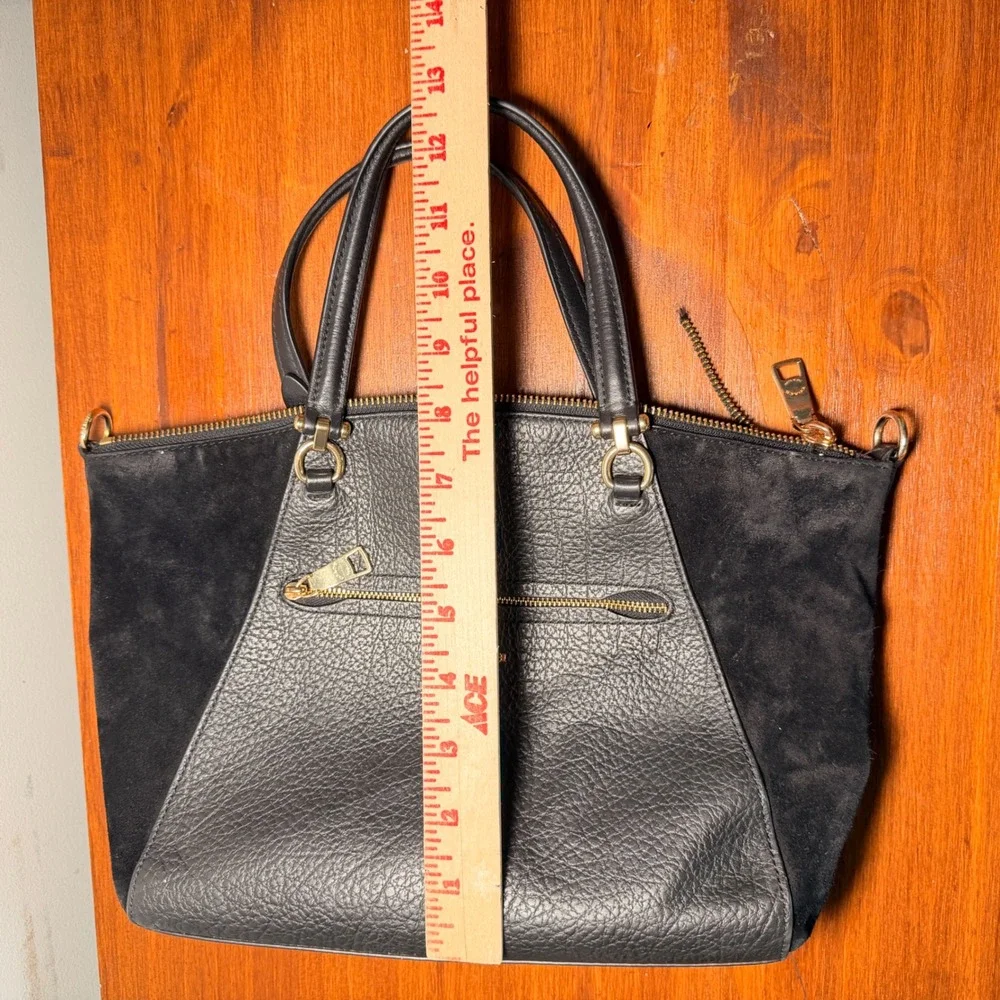 Coach Prairie Satchel Black Pebbled Leather Suede Gold F79999 Broken Zipper